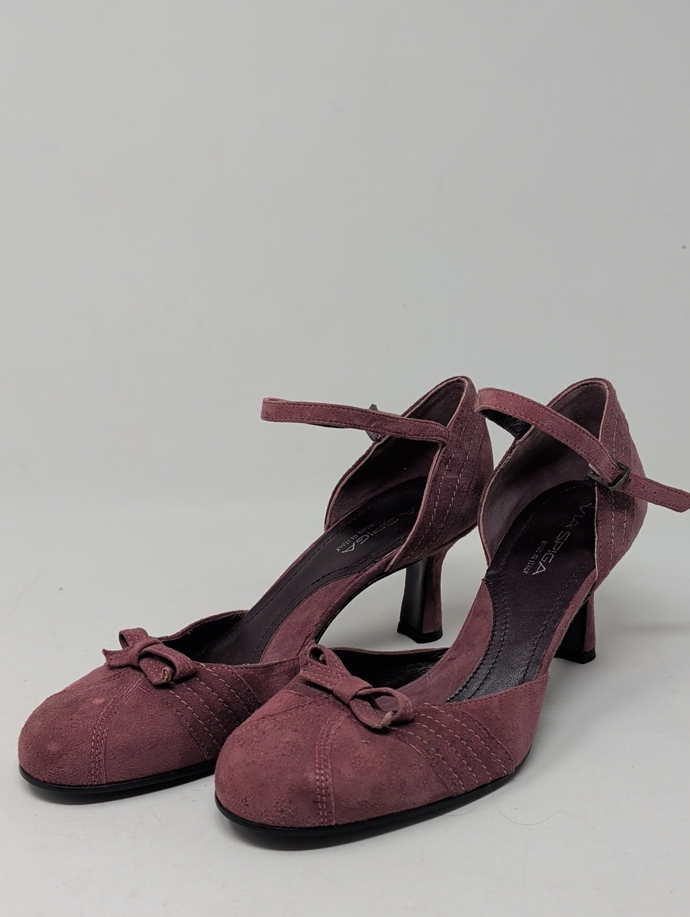 VIA SPIGA Suede Ankle-Strap Heels in Dusty Rose